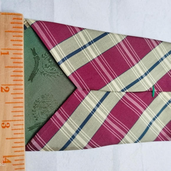 Tommy Hilfiger Red and Cream Plaid Checks Italian Silk Tie Necktie Traditional - Picture 8 of 12